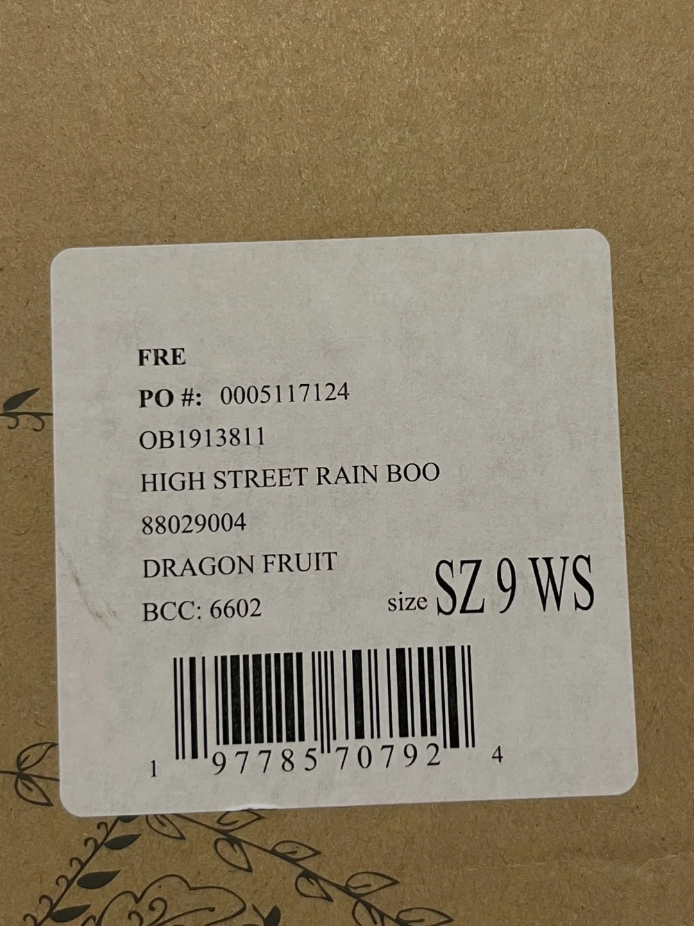 FREE PEOPLE HIGH STREET RAIN BOOT DRAGON FRUIT SIZE 9